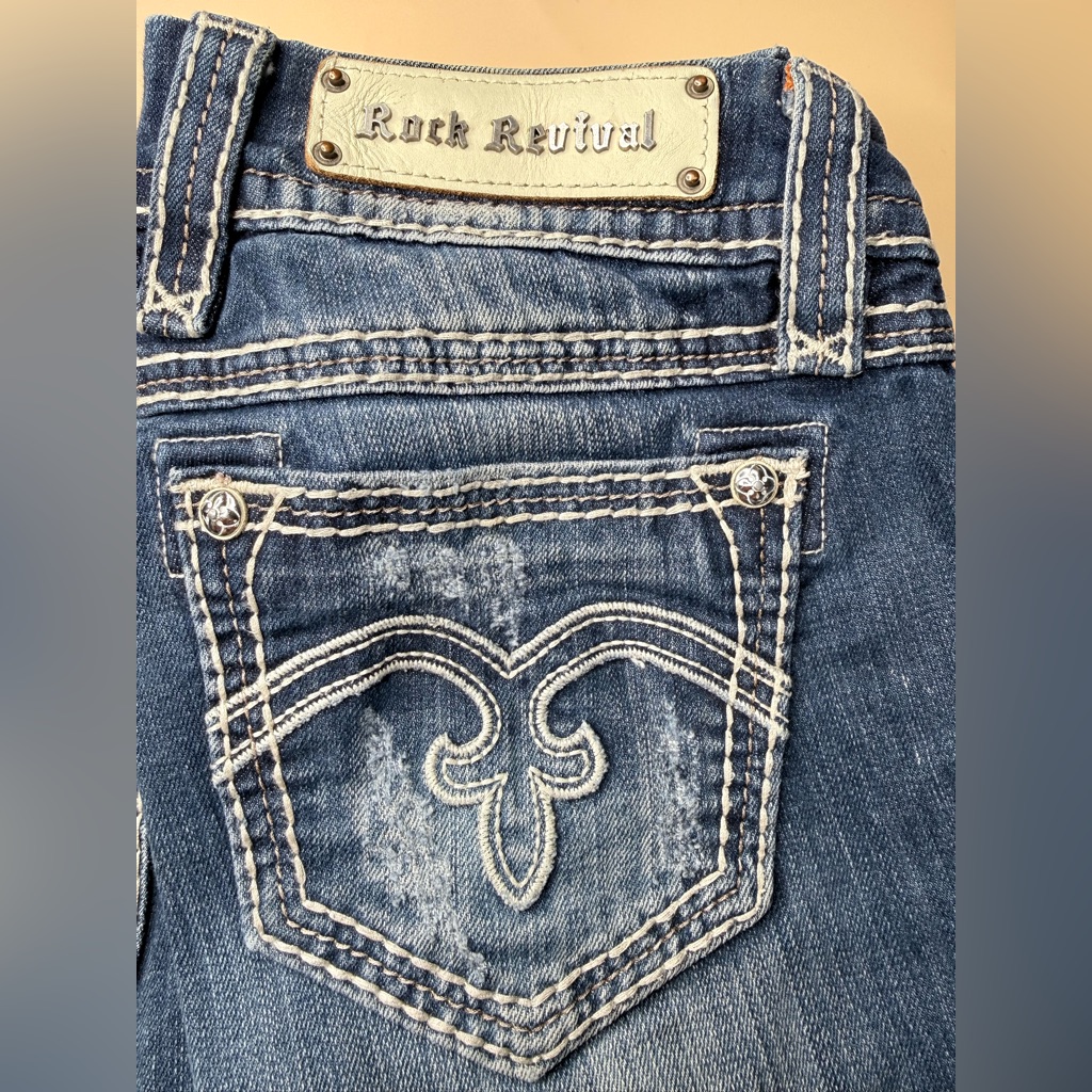 Rock Revival Alanis Easy Skinny Jeans Women’s Size 28 X 32 Thick Stitching